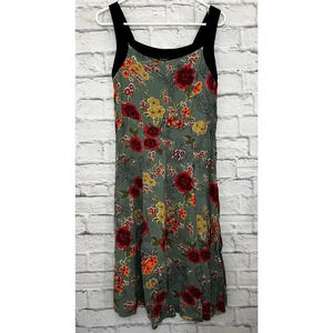 Loco Lindo floral green Boho Sleeveless Sundress dress size S.